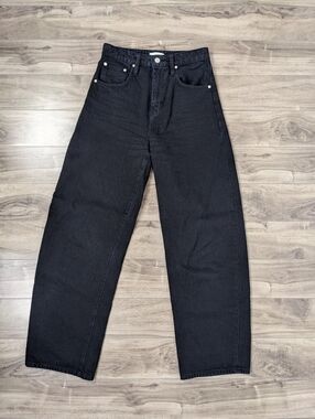 Frame Long Barrel Straight Jeans Size 26 Film Noir